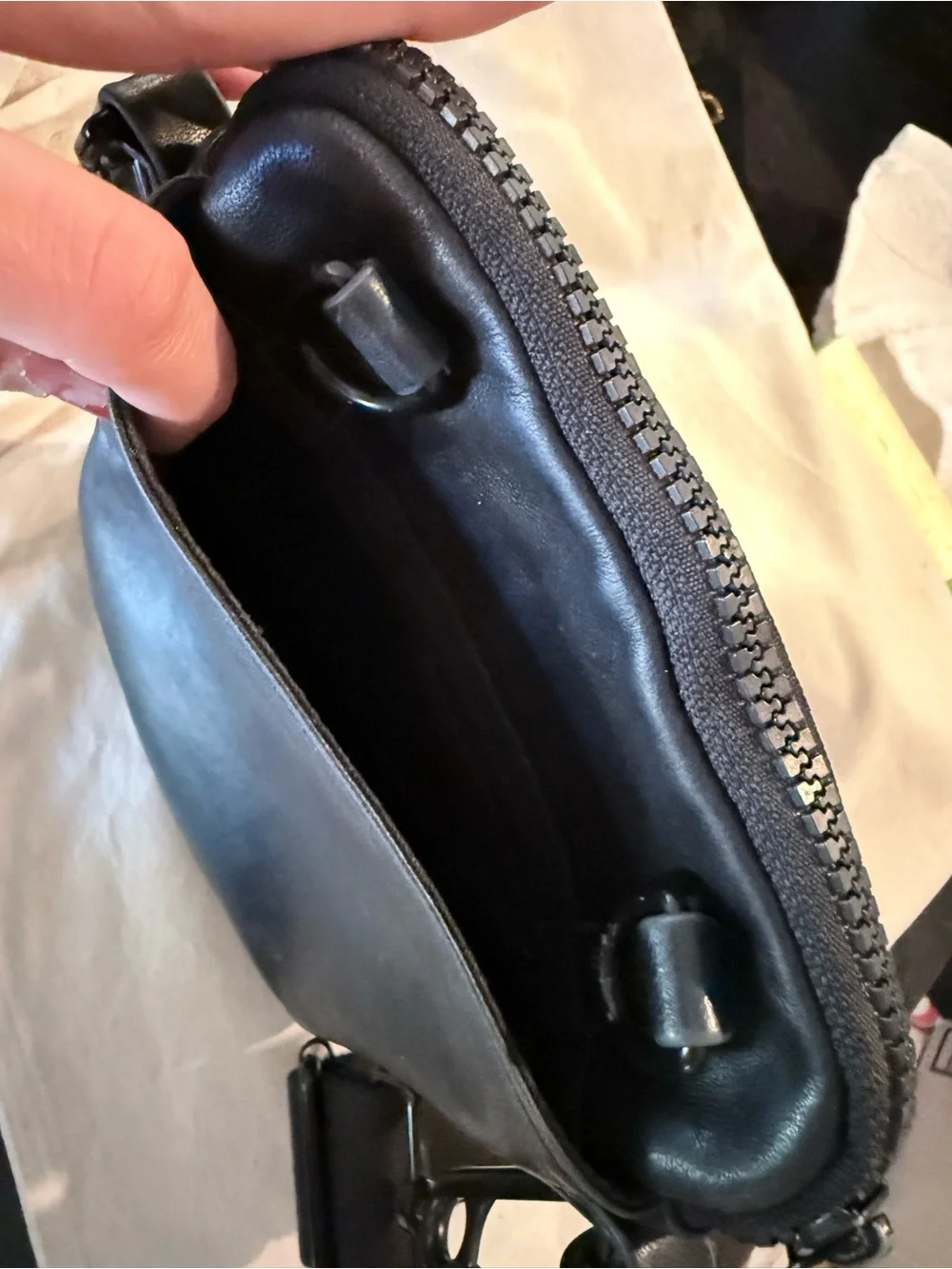 All Saints Black Leather Crossbody Bag